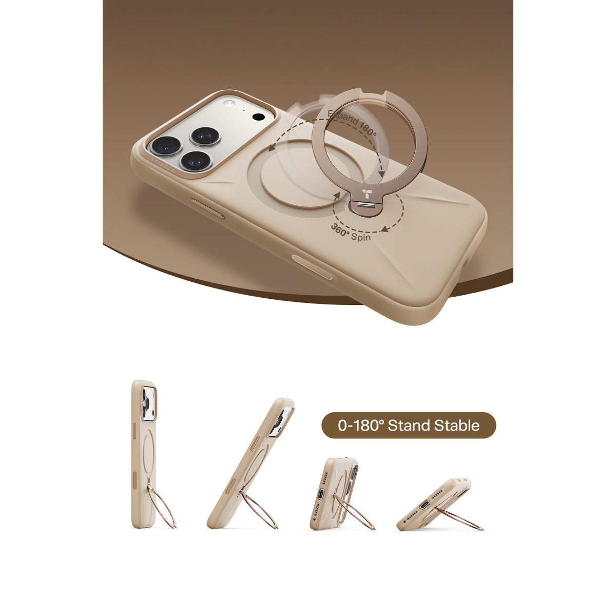 Torras Apple iPhone 17 Pro O Stand Spin Silicone Serisi Magsafe Kılıf