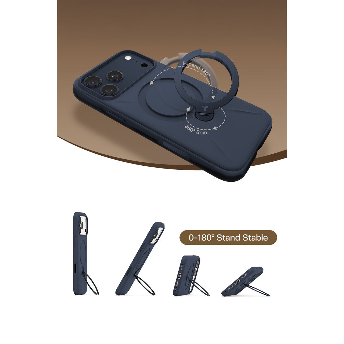 Torras Apple iPhone 17 Pro O Stand Spin Silicone Serisi Magsafe Kılıf