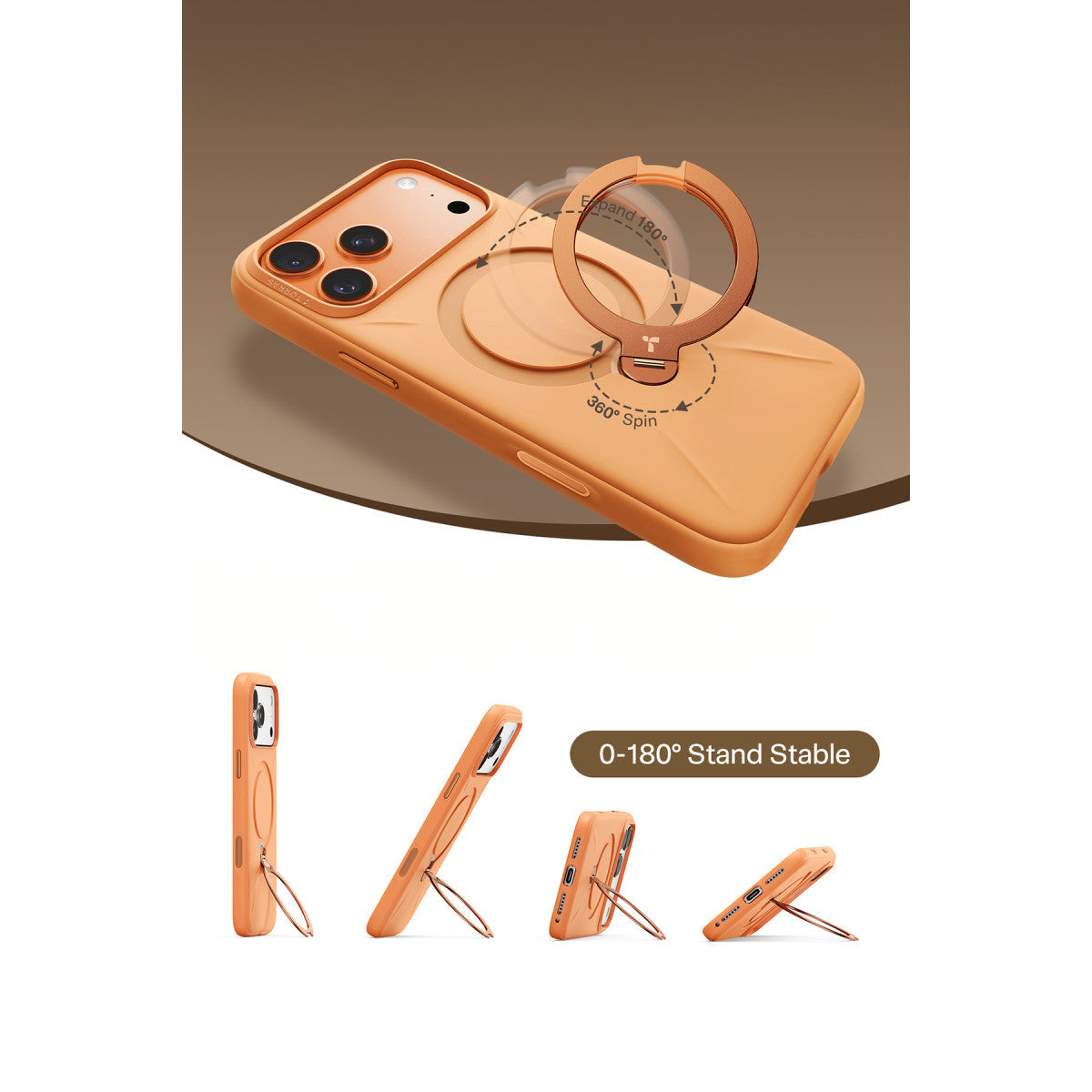 Torras Apple iPhone 17 Pro O Stand Spin Silicone Serisi Magsafe Kılıf