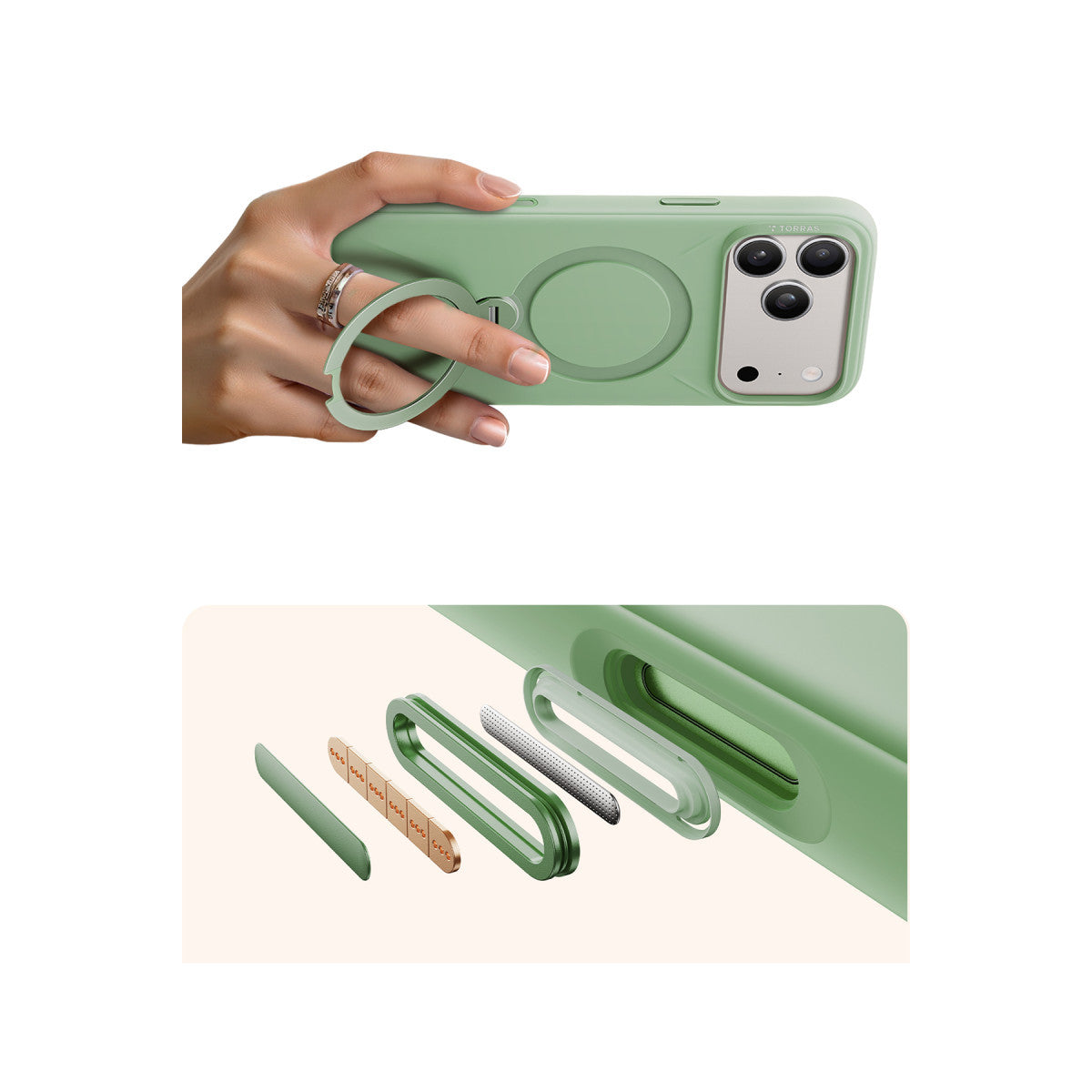 Torras Apple iPhone 17 Pro O Stand Spin Silicone Serisi Magsafe Kılıf
