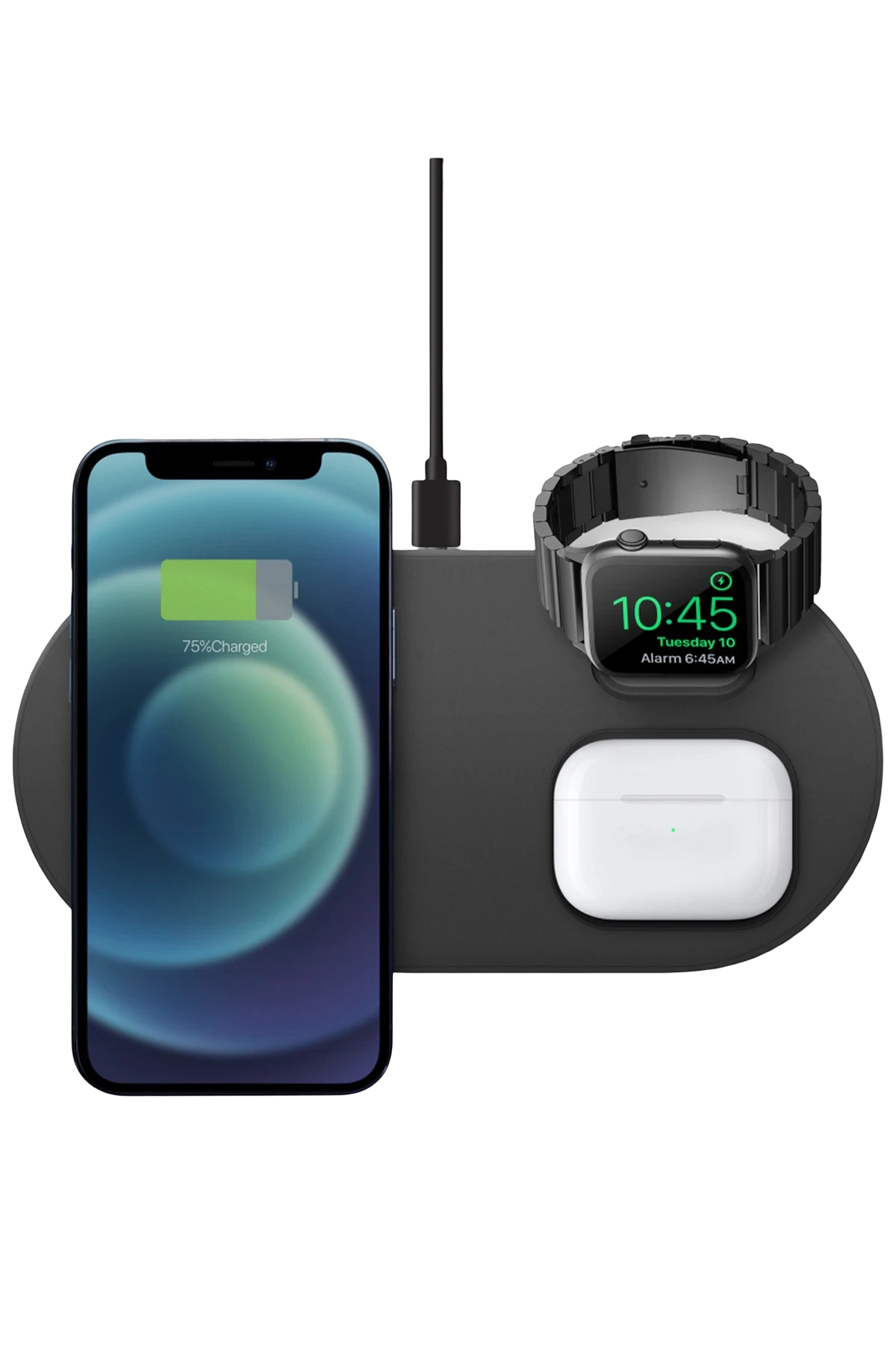 Uniq Aereo 3in1 Magsafe 15W Hızlı Kablosuz Şarj (US) - Koyu Gri