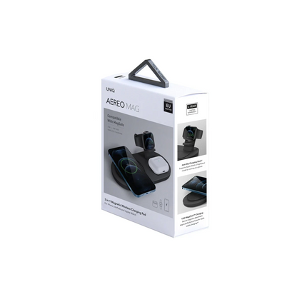 Uniq Aereo 3in1 Magsafe 15W Hızlı Kablosuz Şarj - Siyah
