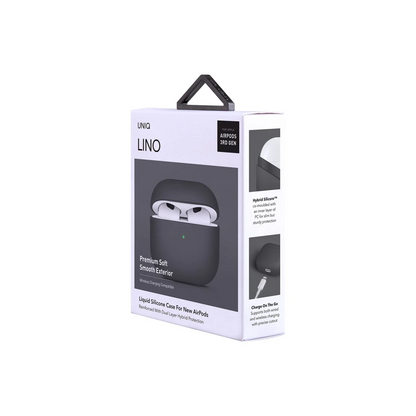 Uniq Apple Airpods 3 (3.nesil) Lino Silikon Kılıf - Gri