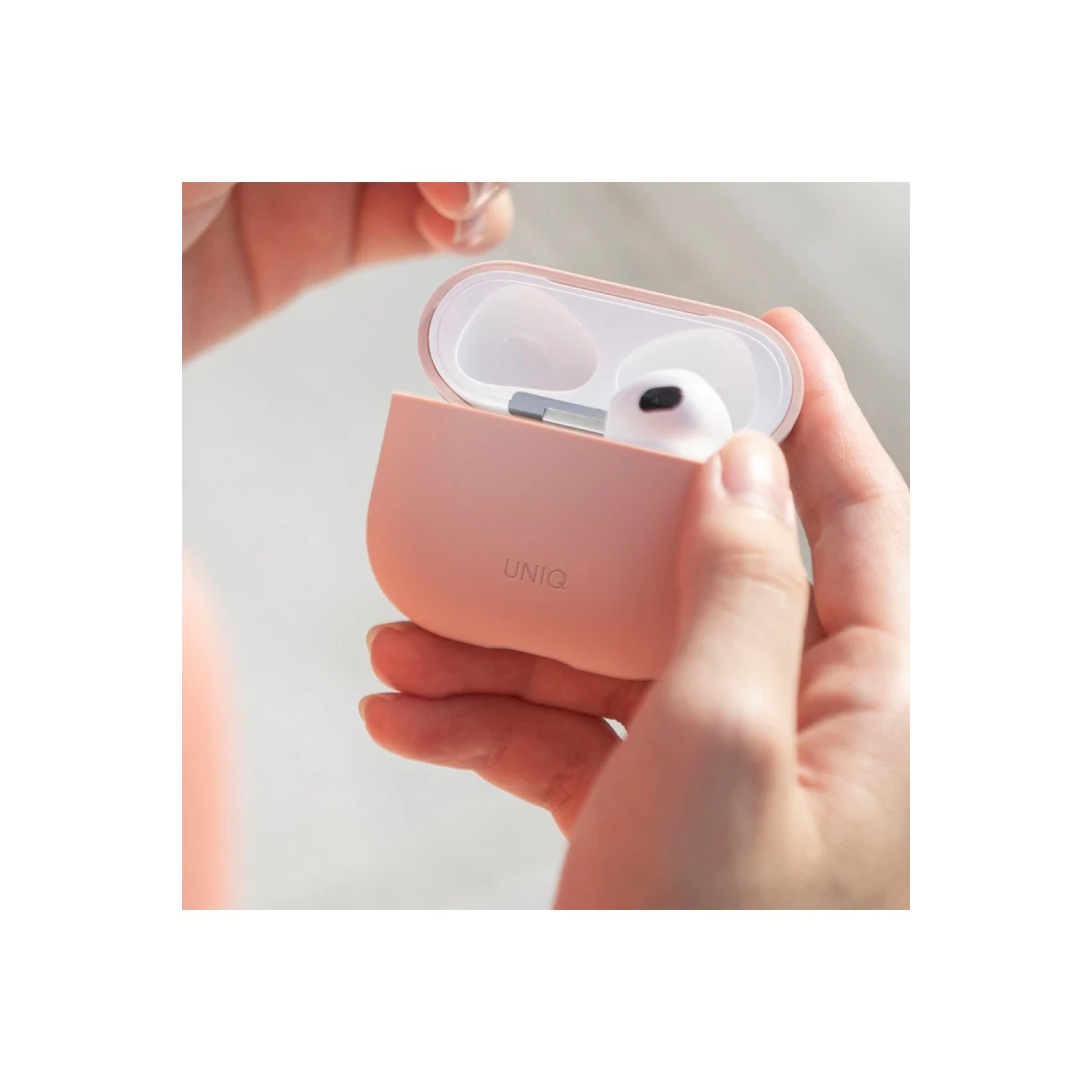 Uniq Apple Airpods 3 (3.nesil) Lino Silikon Kılıf - Pembe