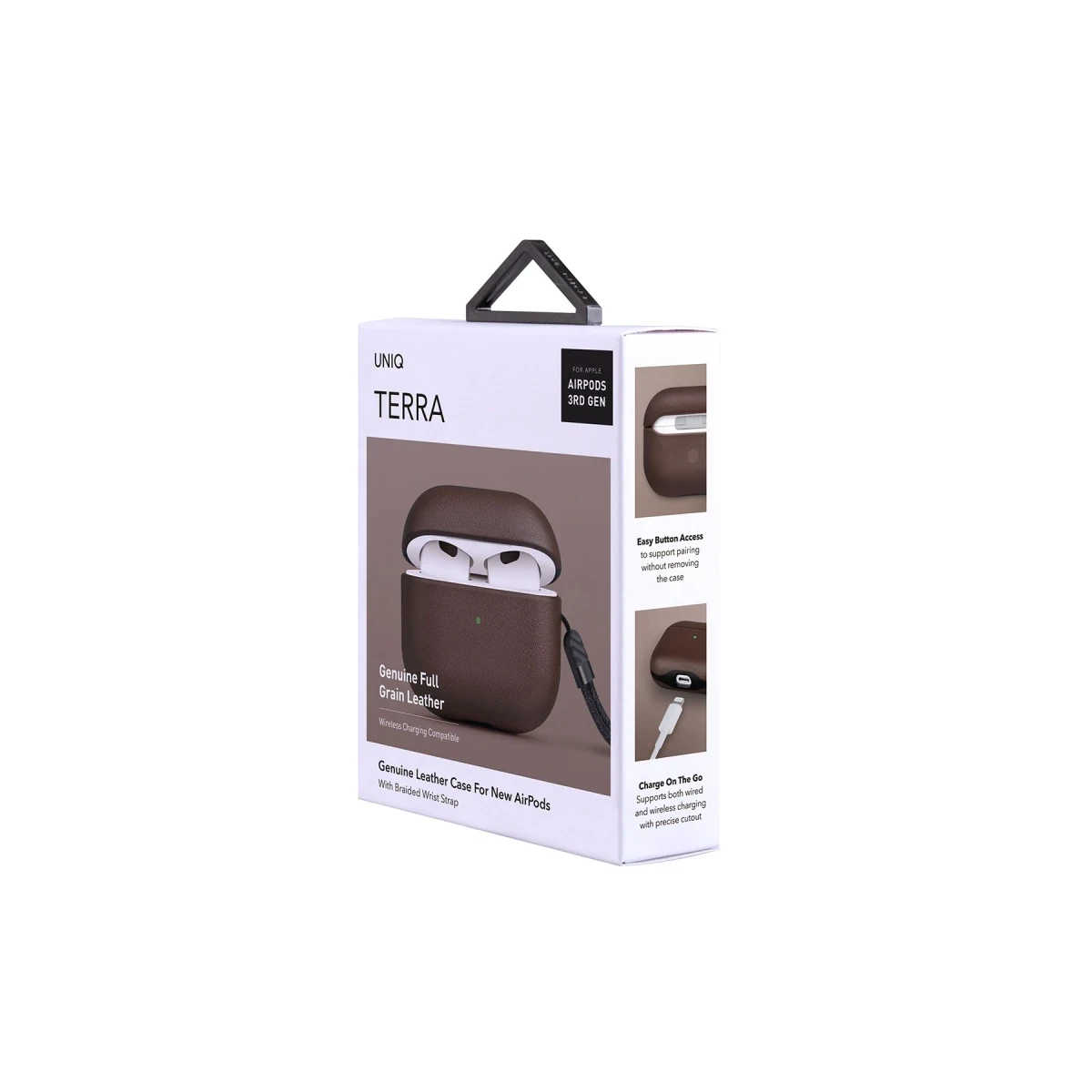 Uniq Apple Airpods 3 (3.nesil) Terra Genuine Deri Kılıf - Kahverengi