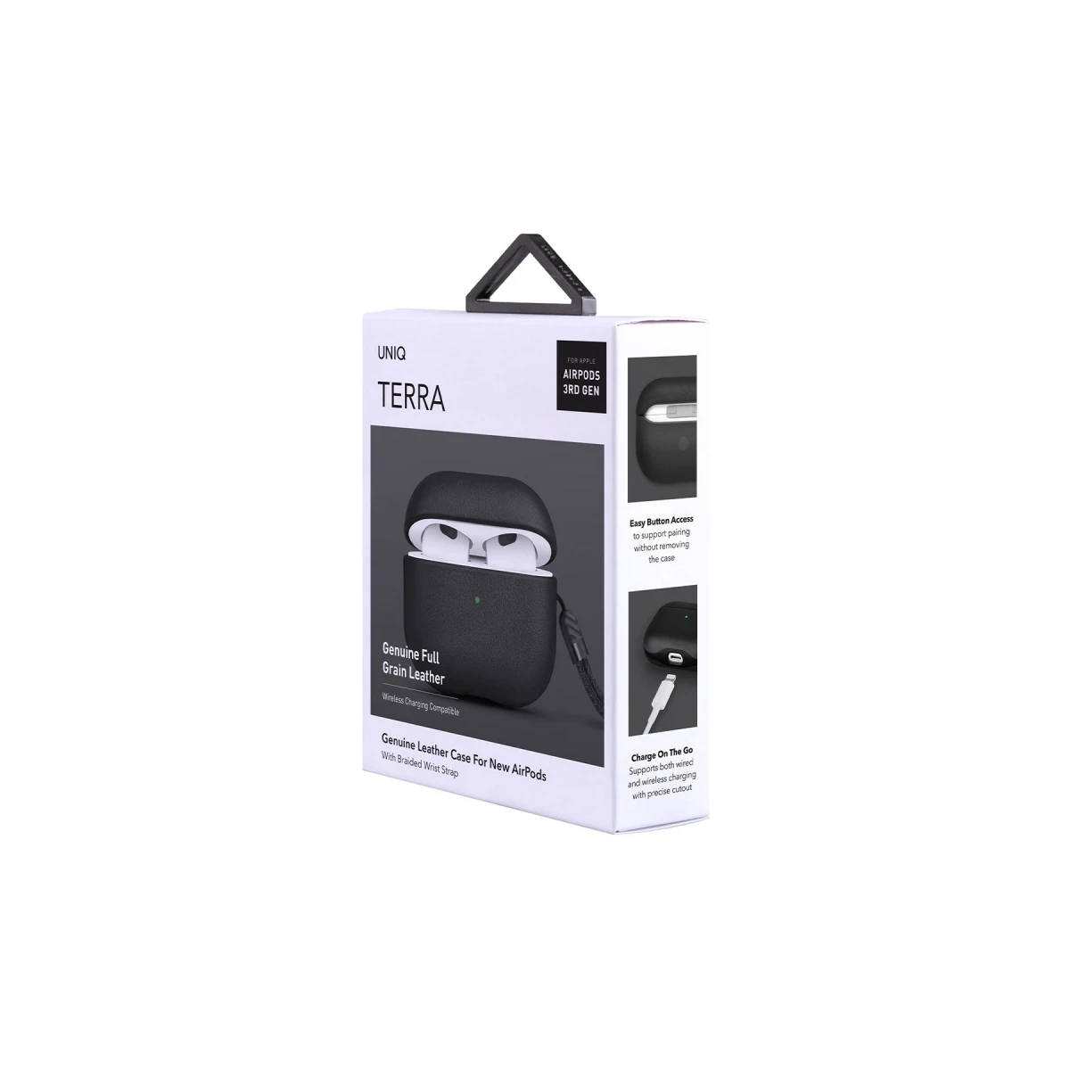 Uniq Apple Airpods 3 (3.nesil) Terra Genuine Deri Kılıf - Siyah