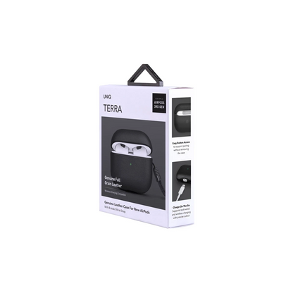 Uniq Apple Airpods 3 (3.nesil) Terra Genuine Deri Kılıf - Siyah