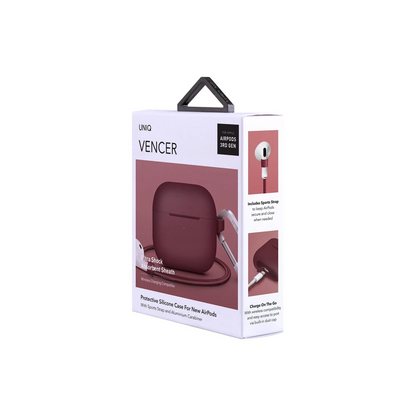 Uniq Apple Airpods 3 (3.nesil) Vencer Silikon Kılıf - Bordo