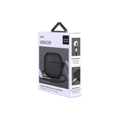 Uniq Apple Airpods 3 (3.nesil) Vencer Silikon Kılıf - Siyah