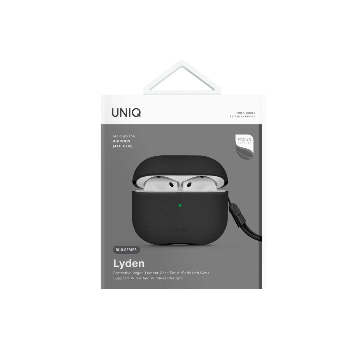 Uniq Apple Airpods 4 (4.nesil) Lyden DS Deri Kılıf - Siyah