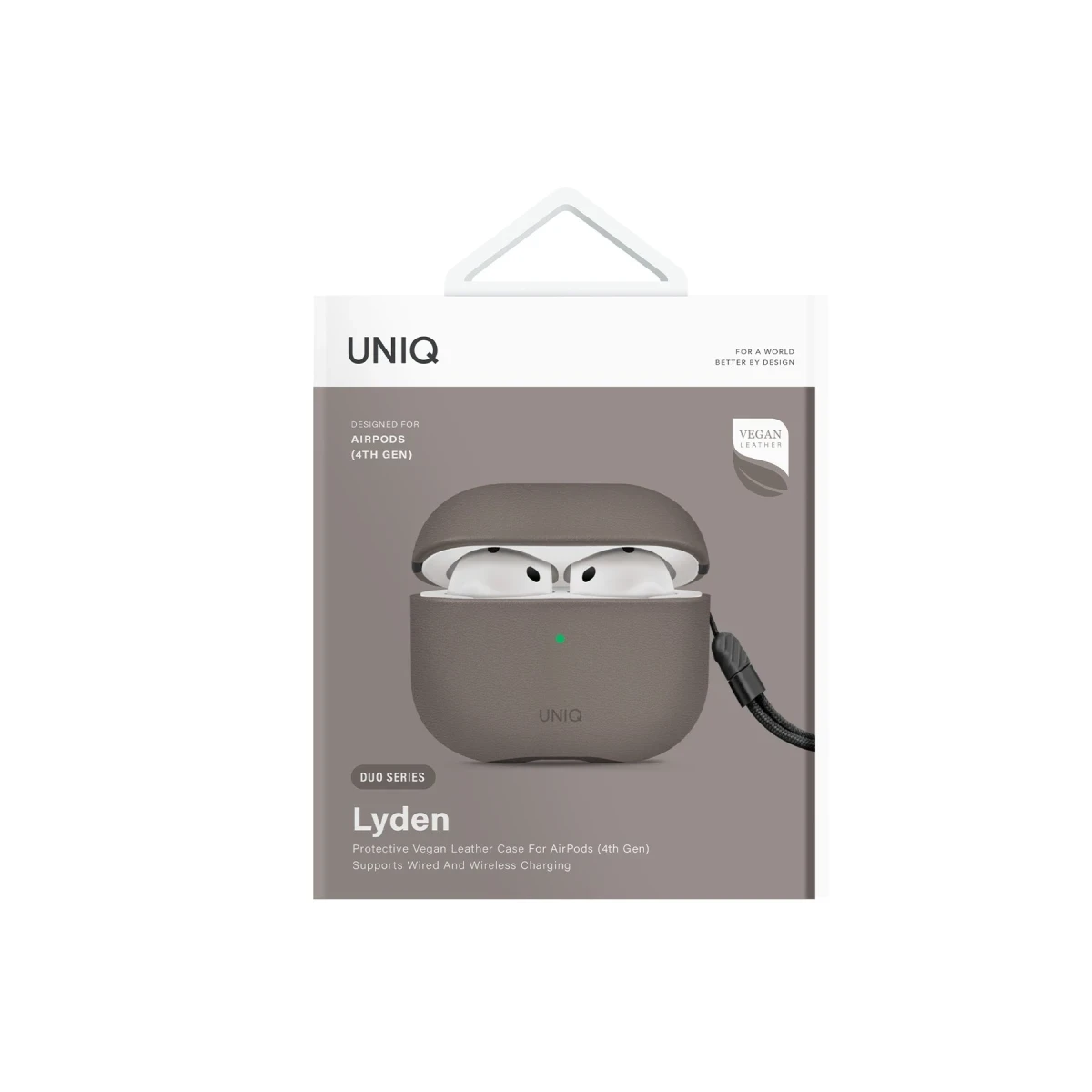 Uniq Apple Airpods 4 (4.nesil) Lyden DS Deri Kılıf - Titan Gri