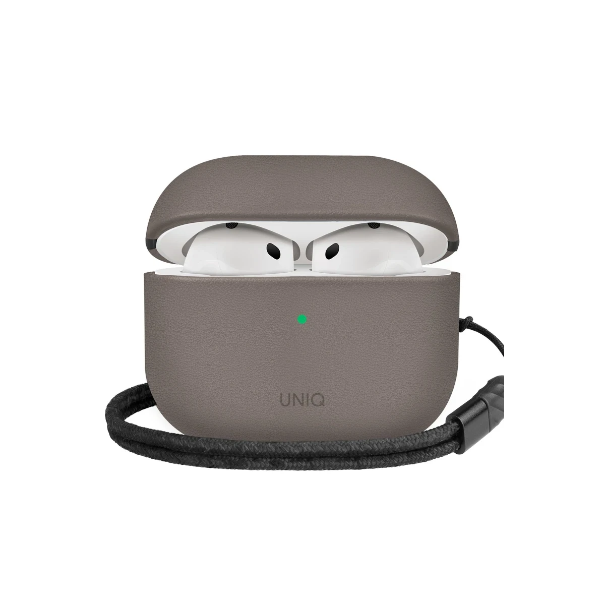 Uniq Apple Airpods 4 (4.nesil) Lyden DS Deri Kılıf - Titan Gri