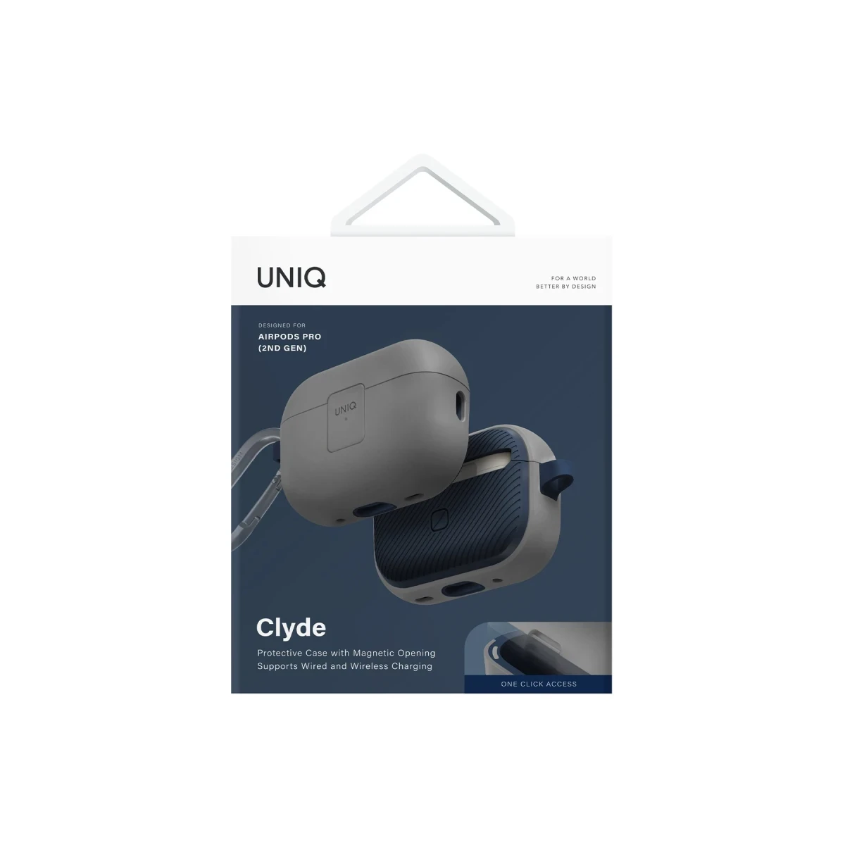 Uniq Apple Airpods Pro 2 (2.nesil) Clyde Kilitli Kılıf - Gri