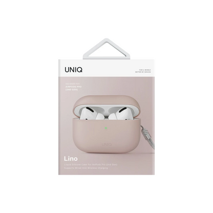 Uniq Apple Airpods Pro 2 (2.nesil) Lino Silikon Kılıf - Bej