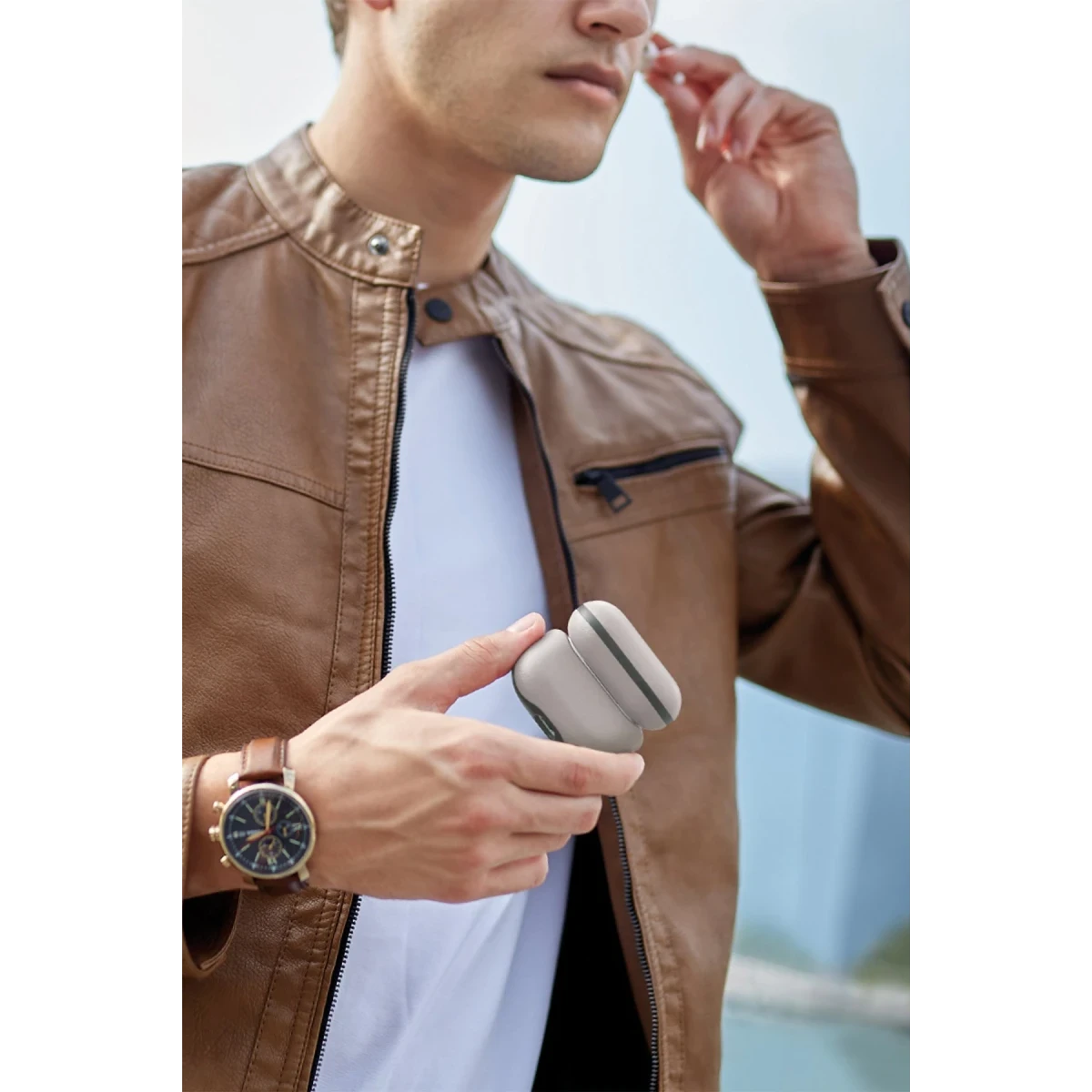 Uniq Apple Airpods Pro 2 (2.nesil) Lyden DS Deri Kılıf - Mavi
