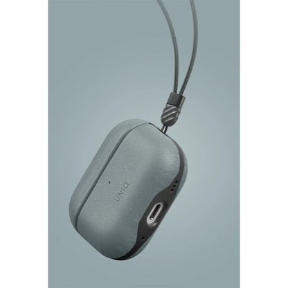 Uniq Apple Airpods Pro 2 (2.nesil) Lyden DS Deri Kılıf - Mavi