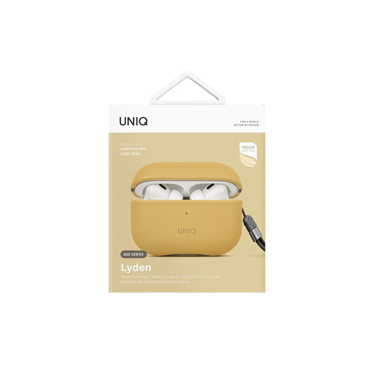 Uniq Apple Airpods Pro 2 (2.nesil) Lyden DS Deri Kılıf - Sarı