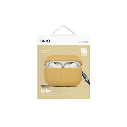 Uniq Apple Airpods Pro 2 (2.nesil) Lyden DS Deri Kılıf - Sarı