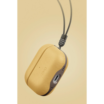 Uniq Apple Airpods Pro 2 (2.nesil) Lyden DS Deri Kılıf - Sarı