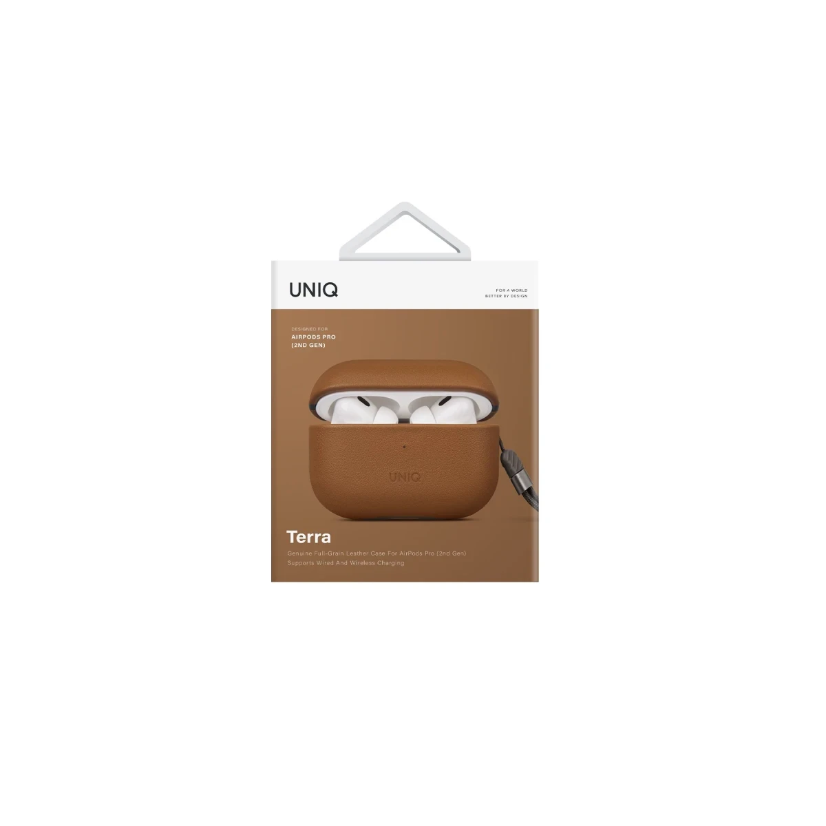 Uniq Apple Airpods Pro 2 (2.nesil) Terra Genuine Deri Kılıf - Kahverengi