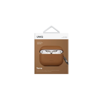 Uniq Apple Airpods Pro 2 (2.nesil) Terra Genuine Deri Kılıf - Kahverengi