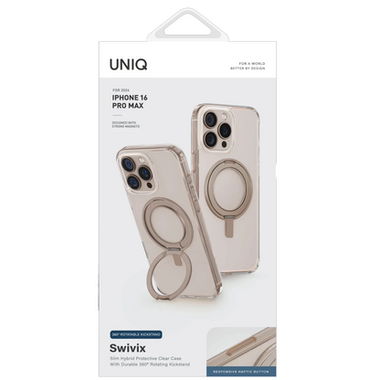 Uniq Apple iPhone 16 Pro Max Swivix Rotating Kickstand Kapak - Gold
