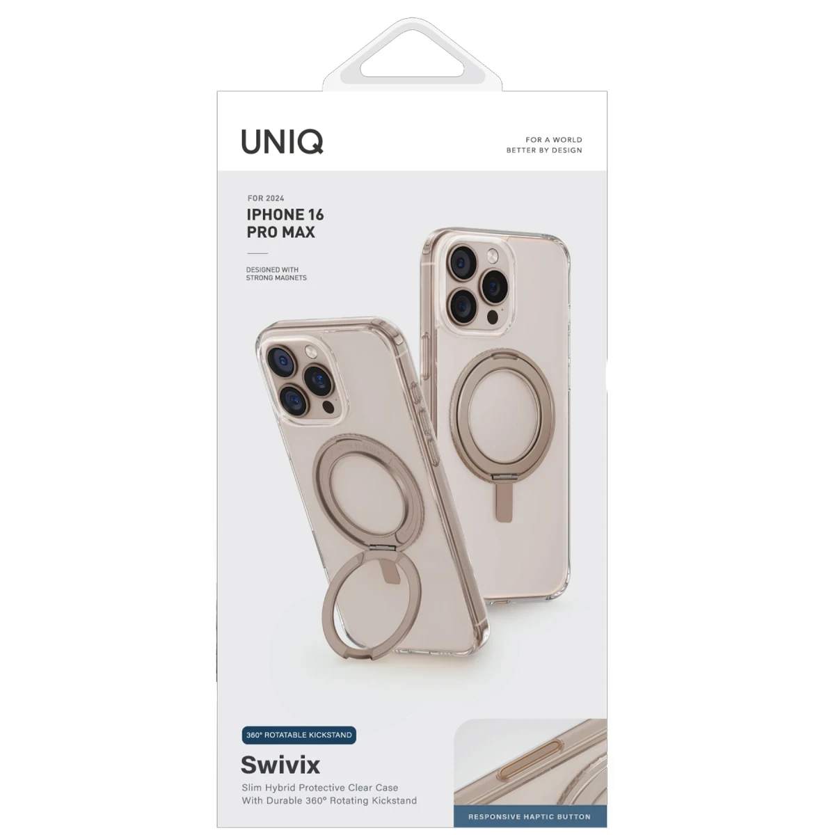 Uniq Apple iPhone 16 Pro Swivix Rotating Kickstand Kapak - Gold
