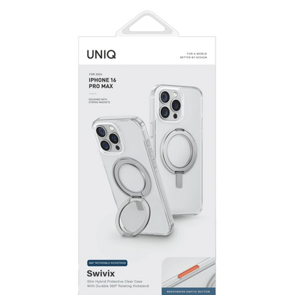 Uniq Apple iPhone 16 Pro Swivix Rotating Kickstand Kapak - Siyah