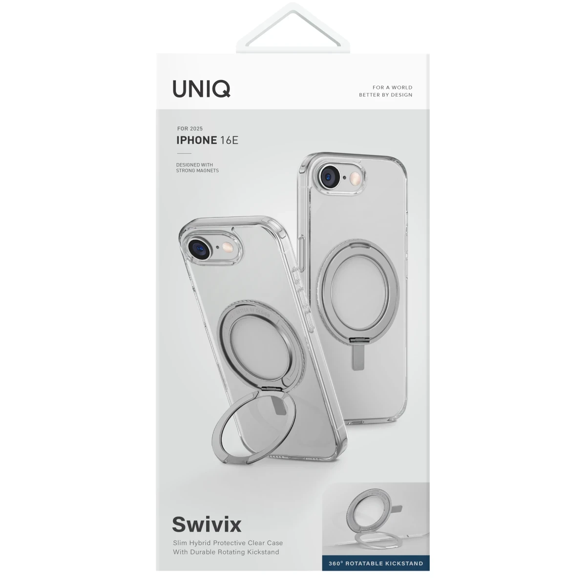 Uniq Apple iPhone 16E Swivix Rotating Kickstand Kapak - Şeffaf