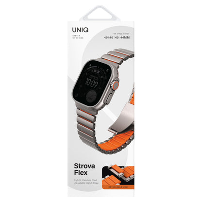 Uniq Apple Watch Ultra 49mm Strova Flex Steel Kordon - Siyah-Turuncu