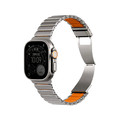 Uniq Apple Watch Ultra 49mm Strova Flex Steel Kordon - Siyah-Turuncu