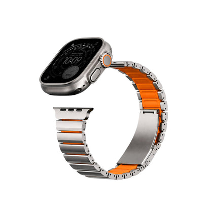 Uniq Apple Watch Ultra 49mm Strova Flex Steel Kordon - Siyah-Turuncu