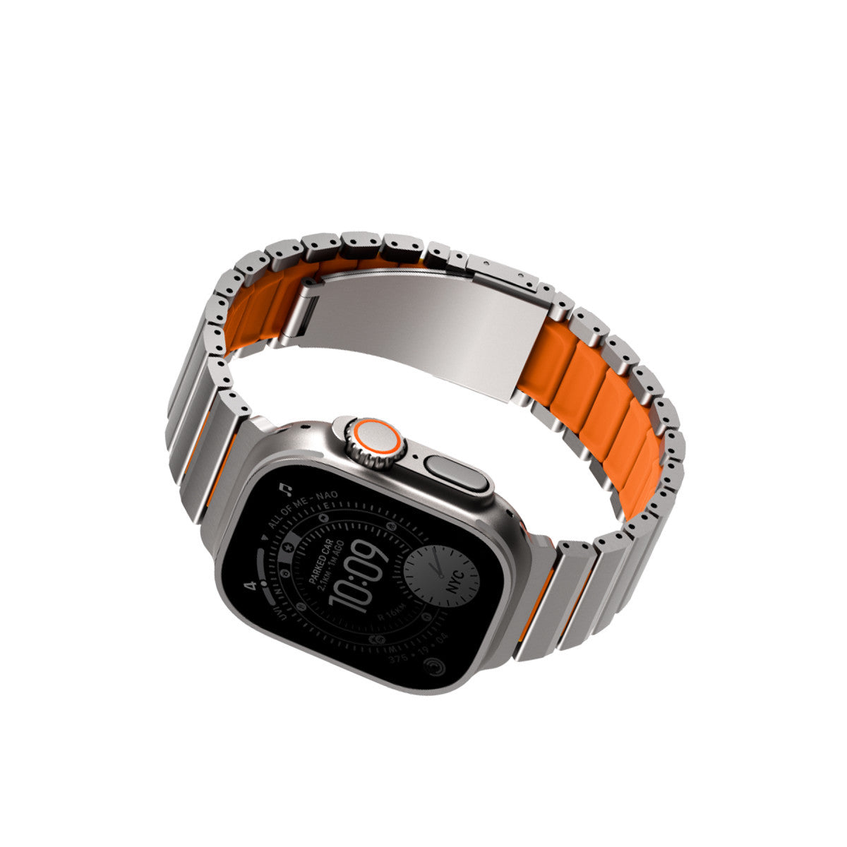 Uniq Apple Watch Ultra 49mm Strova Flex Steel Kordon - Siyah-Turuncu