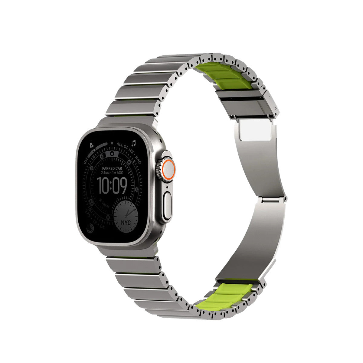 Uniq Apple Watch Ultra 49mm Strova Flex Steel Kordon - Siyah-Turuncu