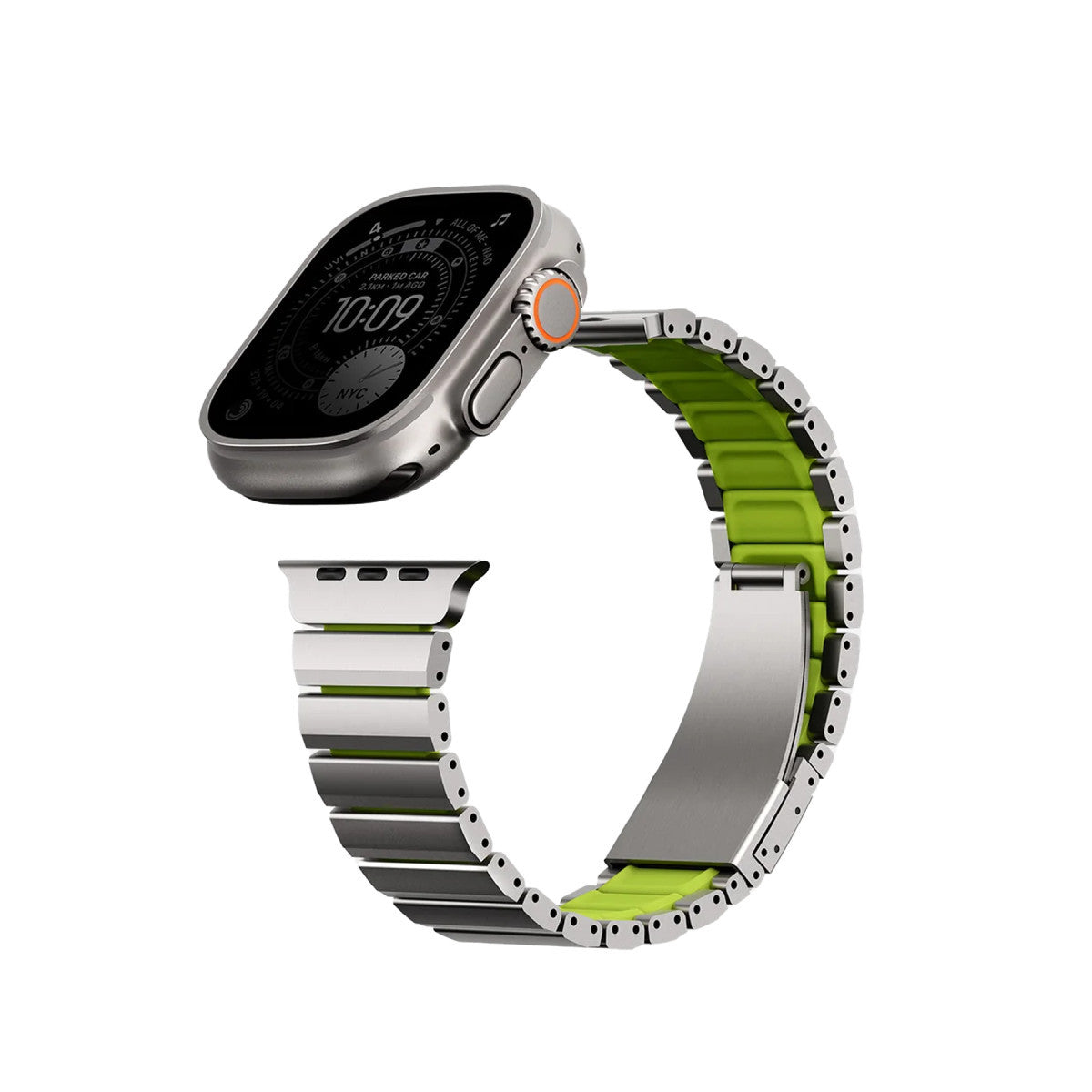 Uniq Apple Watch Ultra 49mm Strova Flex Steel Kordon - Siyah-Turuncu