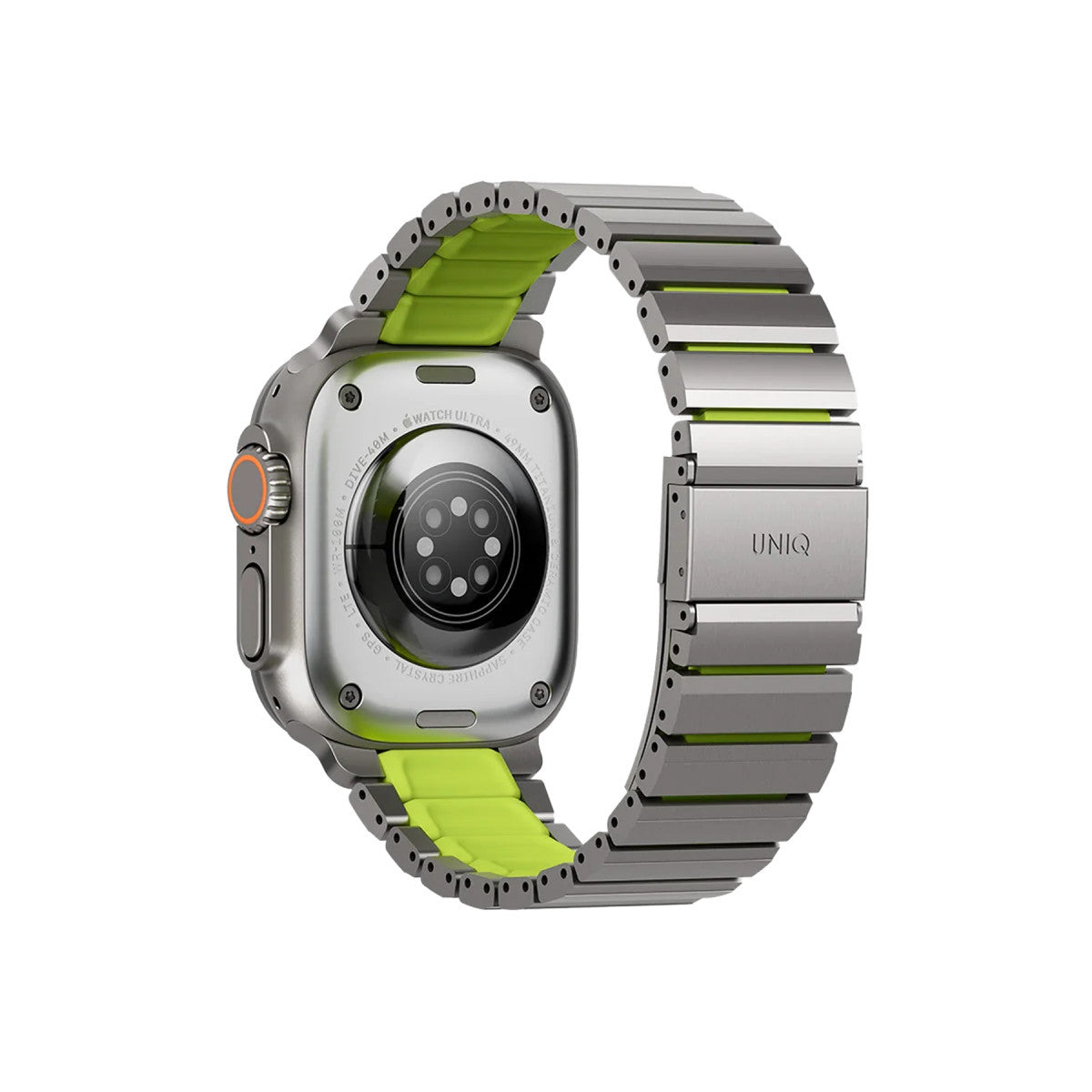Uniq Apple Watch Ultra 49mm Strova Flex Steel Kordon - Siyah-Turuncu