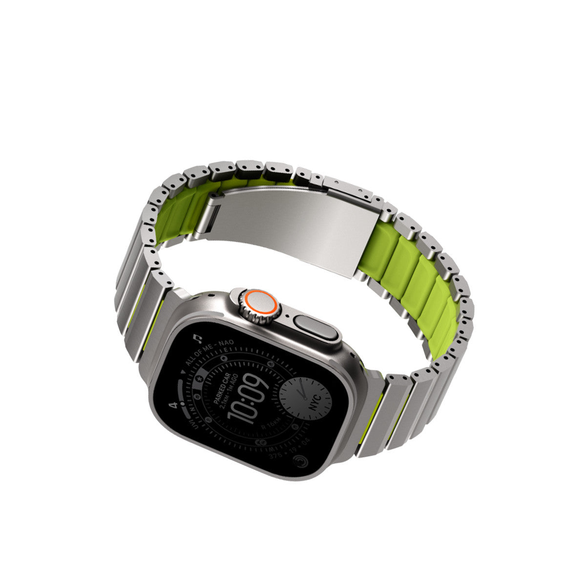 Uniq Apple Watch Ultra 49mm Strova Flex Steel Kordon - Siyah-Turuncu