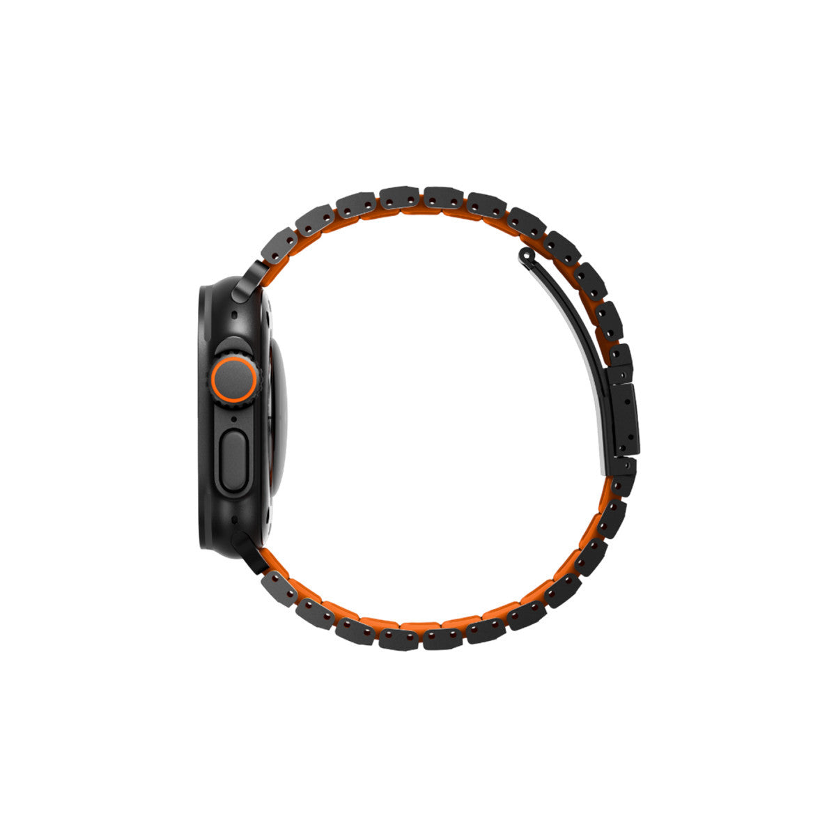 Uniq Apple Watch Ultra 49mm Strova Flex Steel Kordon - Siyah-Turuncu