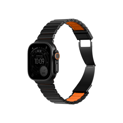 Uniq Apple Watch Ultra 49mm Strova Flex Steel Kordon - Siyah-Turuncu