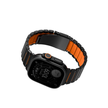 Uniq Apple Watch Ultra 49mm Strova Flex Steel Kordon - Siyah-Turuncu