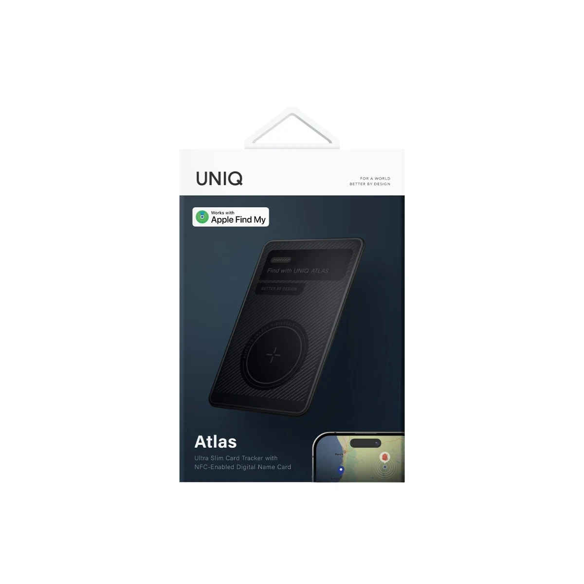 Uniq Atlas NFC Find My Destekli Dijital Göstergeli Kablosuz Şarjlı Dijital Kart - Siyah