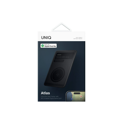 Uniq Atlas NFC Find My Destekli Dijital Göstergeli Kablosuz Şarjlı Dijital Kart - Siyah