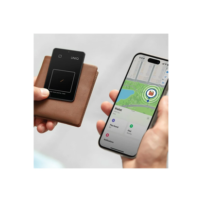 Uniq Atlas NFC Find My Destekli Dijital Göstergeli Kablosuz Şarjlı Dijital Kart - Siyah