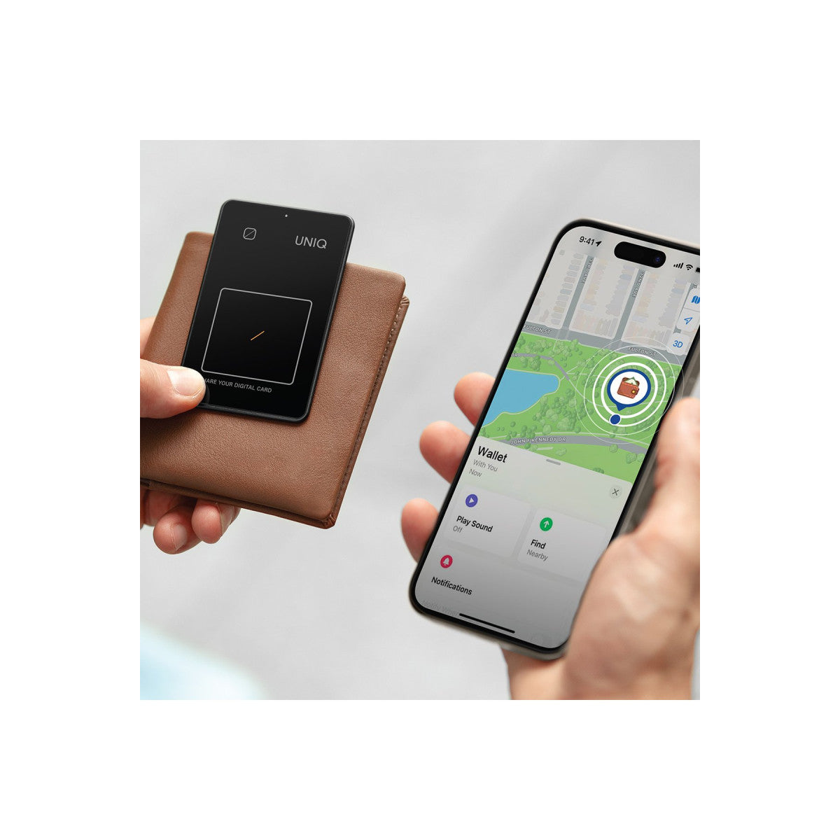 Uniq Atlas NFC Find My Destekli Dijital Göstergeli Kablosuz Şarjlı Dijital Kart