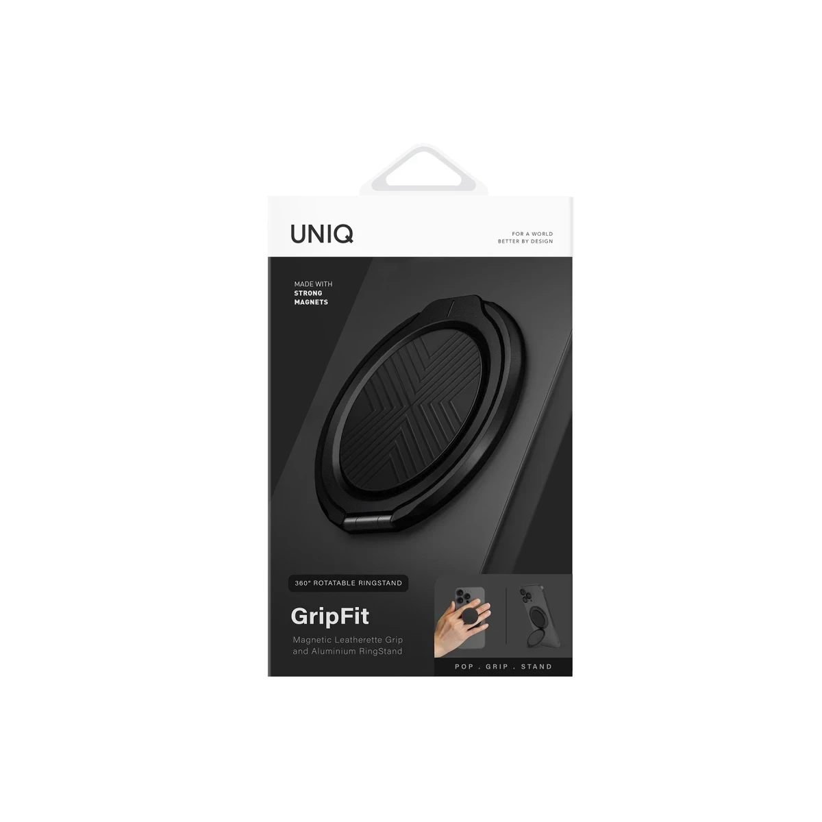 Uniq GripFit Classic 360 Manyetik Magsafe Kickstand Yüzük - Siyah