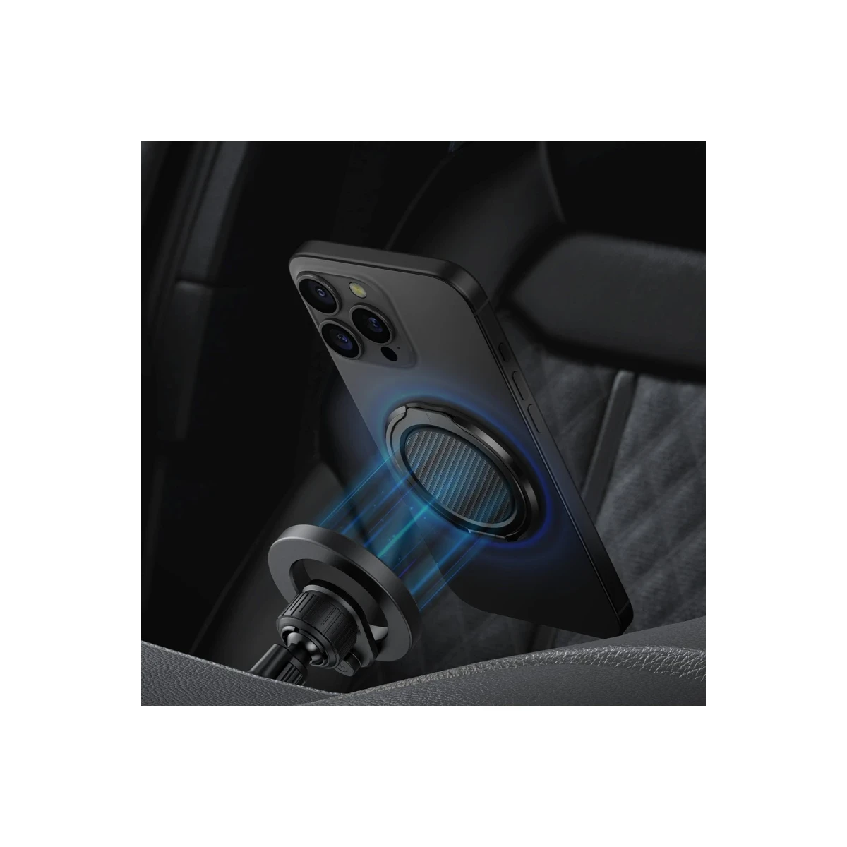 Uniq GripFit Premium 360 Manyetik Magsafe Kickstand Yüzük - Siyah