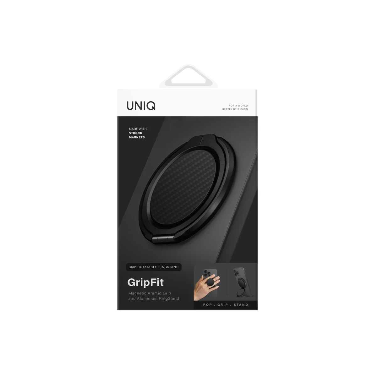 Uniq GripFit Premium 360 Manyetik Magsafe Kickstand Yüzük - Siyah