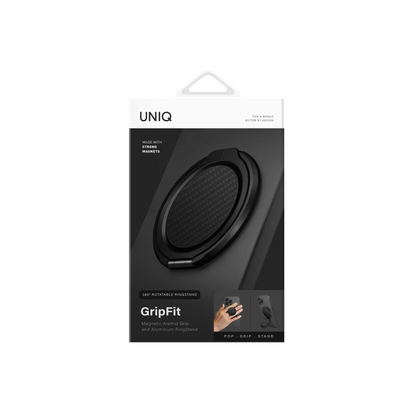 Uniq GripFit Premium 360 Manyetik Magsafe Kickstand Yüzük - Siyah