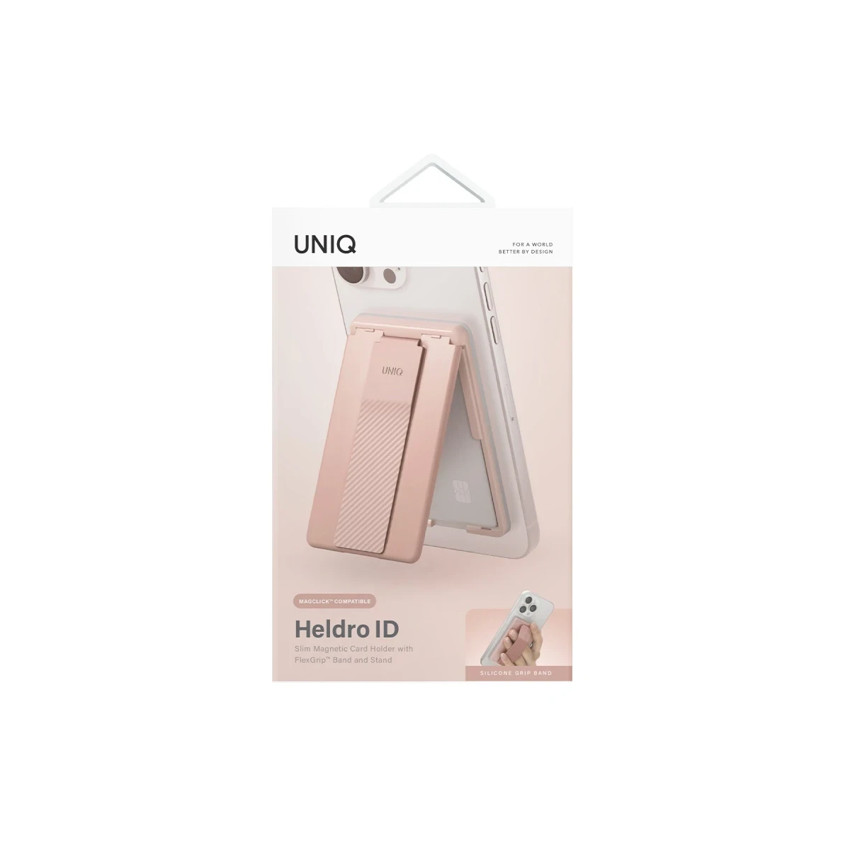 Uniq Heldro ID Manyetik Kartlıklı Kaydırmaz Stant - Pembe