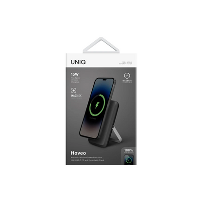 Uniq Hoveo 5.000mAh Manyetik PD Kablosuz Type-C Standlı Powerbank - Gri